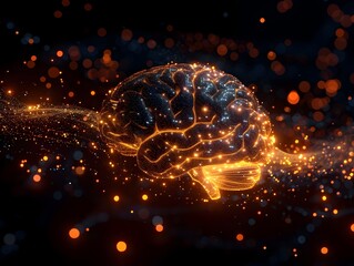 Poster - Glowing Brain of Light and Energy Representing Intellectual Brilliance