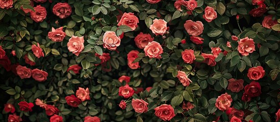 Wall Mural - A bush roses floral backdrop with available copy space image.