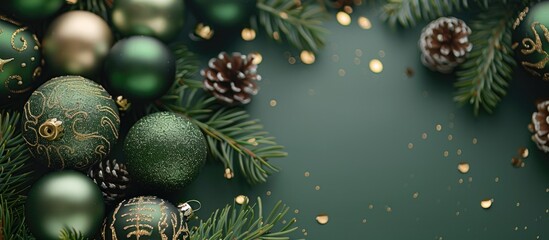 Poster - Festive New Year backdrop featuring Christmas ornaments with room for a text overlay within the copy space image.