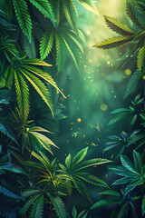 Wall Mural - Tropical Cannabis Leaf Banner