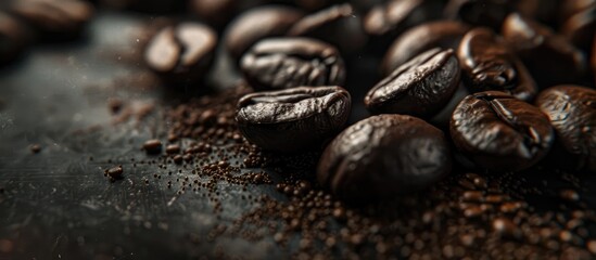 Aufkleber - Roasted coffee beans make a great backdrop for a copy space image.