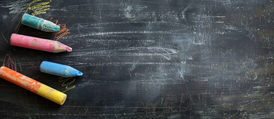 Canvas Print - Erased chalk on a blackboard with copy space image.