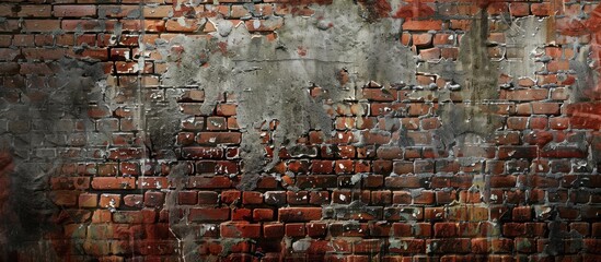 Wall Mural - A textured and patterned old brick wall with a copy space image.