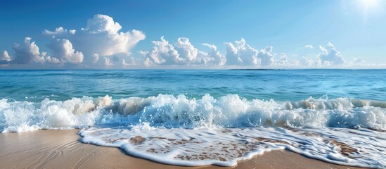 Poster - View of the stunning sea from the shore with copy space image.