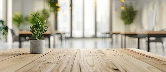 Poster - Blurry office background enhances the table top with a copy space image.