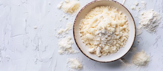 Aufkleber - Plate with fresh yeast, sugar, and flour on light background provides ample copy space image.