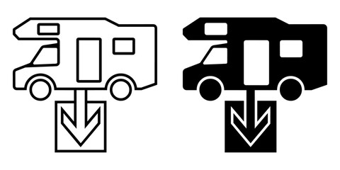 Wall Mural - ofvs623 OutlineFilledVectorSign ofvs - rv dump station vector icon . recreational vehicle . chemical waste point . isolated transparent . outline and filled version . AI 10 / EPS 10 / PNG . g11966