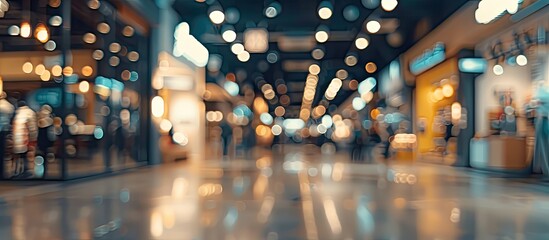 Aufkleber - Blurry interior background in a department store, ideal as a backdrop in your design projects; featuring copy space image.