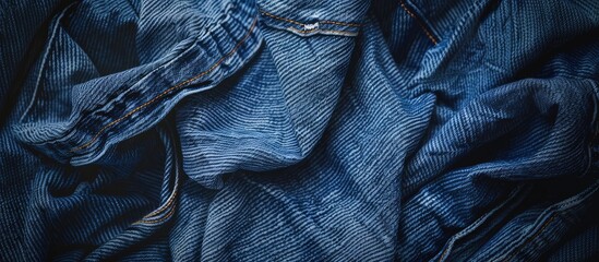 Poster - Detailed jeans textile background with copy space image.