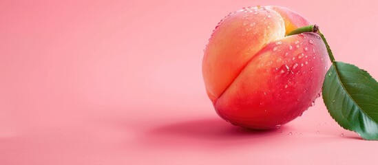 Poster - juicy peach fruit with copy space image for design concepts