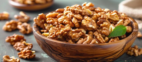 Aufkleber - Walnuts are a tasty snack option with an appealing taste, ideal for enjoying. Copy space image. Place for adding text and design