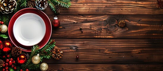 Fototapete - Festive holiday table with copy space image.