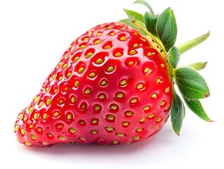 Wall Mural - Vibrant Ripe Strawberry on Isolated White Background with Copy Space for Product Concept or Culinary Design