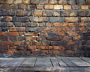 Wall Mural - Detailed Brick Wall Texture with Rustic Urban Backdrop for Product Presentation