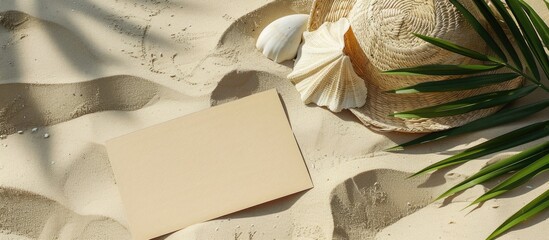 Poster - Vacation beach theme with empty postcard for copy space image.
