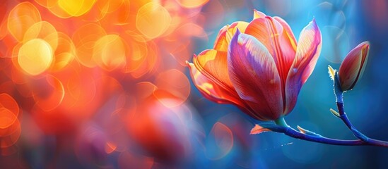 Poster - The bud in the background of the copy space image was vibrant and colorful.