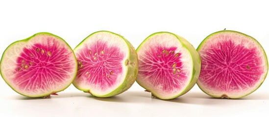 Poster - Watermelon radish with copy space image against white background.