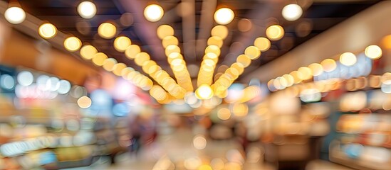 Aufkleber - Blurry interior background in a department store, ideal as a backdrop in your design projects; featuring copy space image.