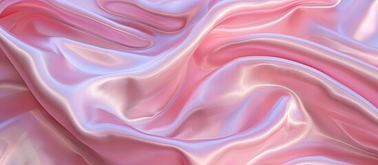 Aufkleber - Luxurious baby pink satin silk fabric with a smooth, elegant, wavy texture for an abstract background design, providing copy space image.