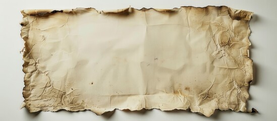 Fototapete - White vintage paper page with burnt edges, providing copy space image.