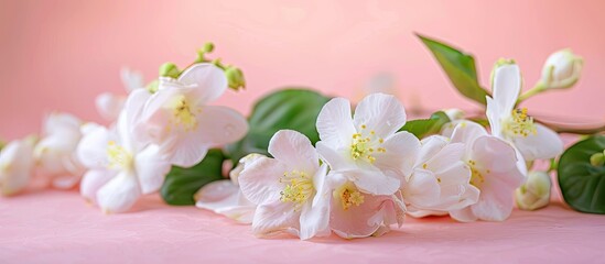 Poster - Color background with beautiful jasmine flowers and copy space image.