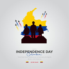 Wall Mural - happy Independence day Colombia July 20 greetings. abstract vector illustration design. Template for Poster, Banner, Advertising, Greeting Card or Print Design Element