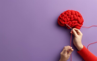Poster - Human head on purple background