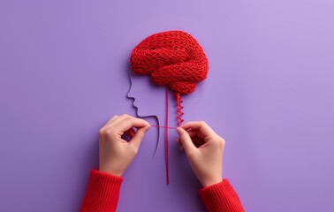 Poster - Human head on purple background