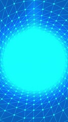 Fototapete - Abstract animated plexus tunnel background. Motion. Connected lines and dots creating round shaped tunnel with the light source in the end.