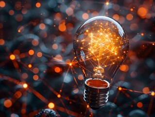 Poster - Glowing Light Bulb Symbolizing Brain Power and Ideas