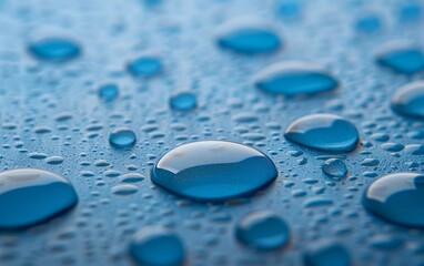 Wall Mural - Water drops on a blue background