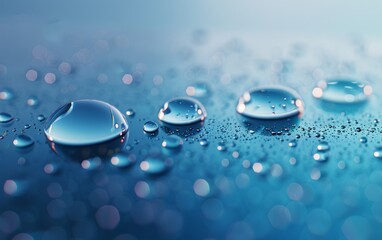 Wall Mural - Water drops on a blue background