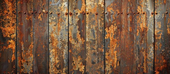 Wall Mural - a weathered iron metal background resembling a rusty metal wall is depicted in the copy space image.