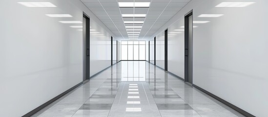 Aufkleber - Corridor in office with extensive empty wall for copy space image.