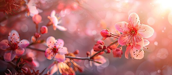 Poster - Beautiful cherry blossoms in a spring flowers series, with a stunning copy space image.