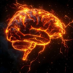 Poster - Electrified Brain Depicting Neural Connections and Cognitive Power