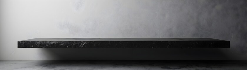 Poster - Minimalist Black Sleek Table Against White Background for Product Concept Display