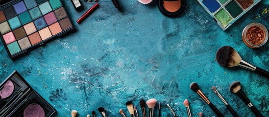 Poster - Desk of a makeup artist with a blank space for an image. image with copy space