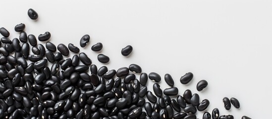 Wall Mural - Black beans arranged neatly with plenty of white space around them for additional elements in a copy space image.