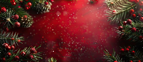 Poster - Festive backdrop with cedar branches, copy space image.