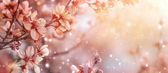 Aufkleber - Background of spring blossoms with a copy space image.