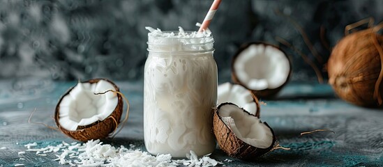 Poster - Dairy-free alternative made from coconuts. image with copy space