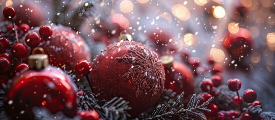 Poster - Festive ornaments for the holiday season, with space for adding your own photo, are known as Christmas decorations. image with copy space