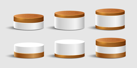 Wall Mural - Wood round podium  for product display presentation