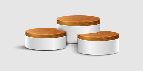 Wall Mural - Wood round podium,platform for product display presentation