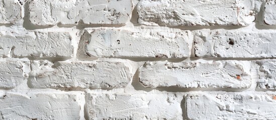 Leinwandbilder - Detailed close-up image of textured white bricks, ideal for designing houses, shops, cafes, and offices with painted brick walls and available copy space.