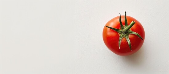 Poster - Copy space image of a vibrant red tomato set against a white background.