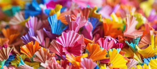 Poster - A colorful assortment of pencil shavings arranged neatly with ample copy space for text or images.