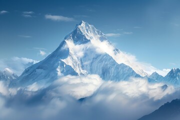 Wall Mural - A majestic mountain peak surrounded by clouds
