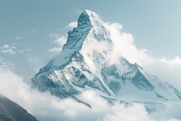 Wall Mural - A majestic mountain peak surrounded by clouds